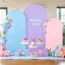 Pink Purple Blue Arch Backdrop Cover 3 Set-7.2FT, 6.6FT, 6FT Spandex Fitted Wedding Arch Stand Covers for Baby Shower Birthday Party Wedding Ceremony Photo Arch Stand Background Decorations