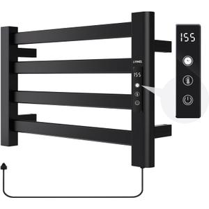 LANMEL Towel Warmers for Bathroom, Wall Mounted Heated Towel Dryer Rack, 11.4" 4 Bars Black – IPX6, Touch Display, 24hr Timer & Temp Control