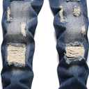 OIIIO Men's Ripped Slim Fit Straight Leg Jean Denim Pant, Size 38