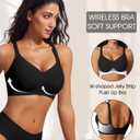 LIIJOO Seamless Wireless Nursing Bra for Breastfeeding Moms, One-Hand Clip Down Cup, Lightly Padded Maternity Bra, Adjustable Straps, Everyday Comfort for Pregnancy & PostpartumBlack, M (Black, M)