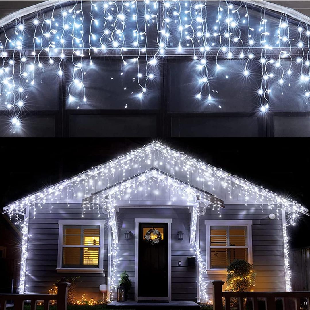 Led Christmas Lights Outdoor Christmas Decorations Hanging Light 400LED 8 Modes 75 Drops, Waterproof Outdoor Indoor Fairy Christmas Lights for Party, Holiday, Wedding, Eaves Decorations (CoolWhite)