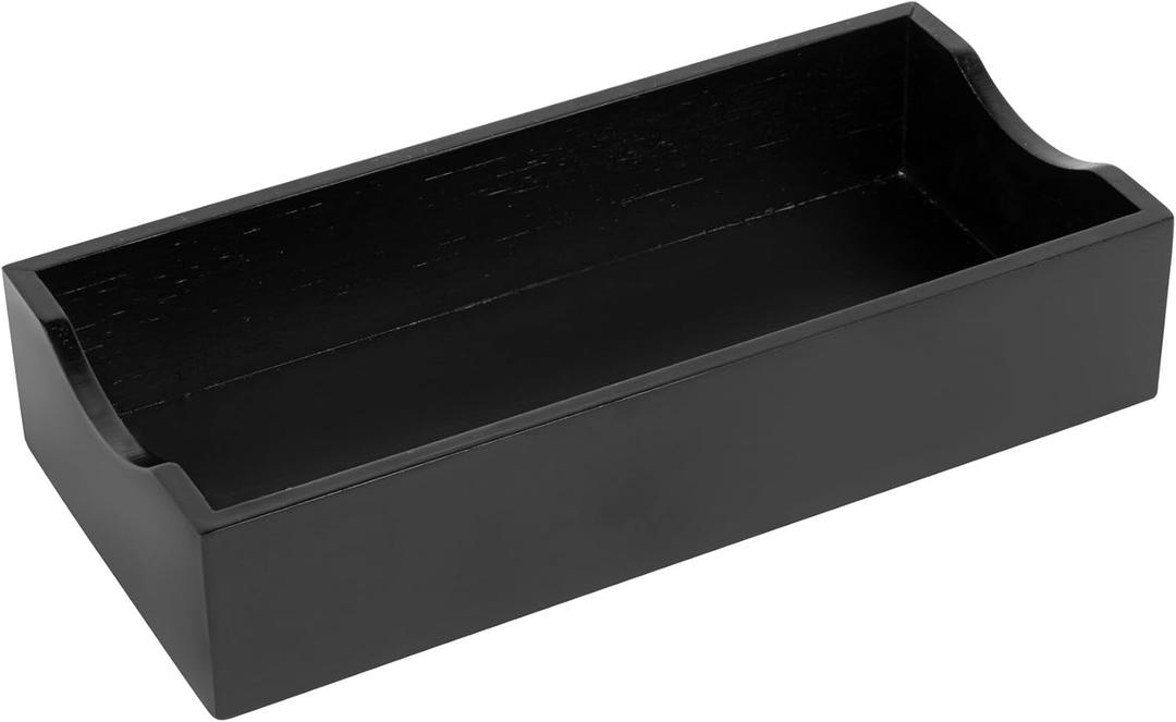 Restaurantware 9.5 x 4.25 x 2 Inch Flat Napkin Holder 1 Rectangle Wooden Napkin Holder - For Kitchen Tables or Countertops Sturdy Black Bamboo Kitchen Napkin Holder Dining Room Decor