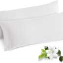 Horbaunal 2 Pack Microfiber Body Pillow Covers White Body Pillow Cases with Envelope Closure, 1800 Thread Count Soft & Shrinkage Resistant Pillowcases, 21 x 54 Inches