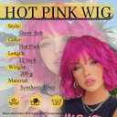 Hot Pink Wig with Bangs Short Bob Wig Pink Wigs for Women Wavy Wig Curly 12Inch Synthetic Wigs Cosplay Wig Bright Pink Wigs Natural Hair Replacement Wigs for Girl Daily Party Colorful Wigs Costume Use