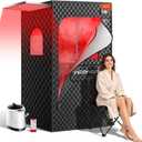 Viconor Portable Sauna Box, Infrared Sauna With 660nm Red Light & 850nm Infrared Red Light Therapy Device for Relaxation, Red Light Sauna for Home 5-Layer Waterproof Insulated, 3L/1200w Steamer, Chair