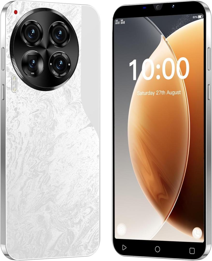 LilCost Cheap Mobile Phones, 16GB ROM,128GB Extension,5.0'' HD Display with 3000mAh Battery and Dual SIM, Dual Camera,Support WiFi/Bluetooth/Face Unlock Android Phone (Camon30premier-White)