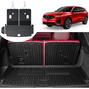 Cargo Mat Compatible with 2022-2025 Acura MDX Accessories All Weather TPE Cargo Liner with Backrest Mat and Left Storage Mat for 2024 2025 Acura MDX Accessories