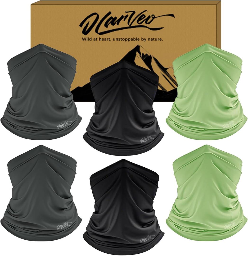 6 Pack Sun Cooling Neck Gaiter Face Mask UV Scarf Breathable Bandana for Men/Women