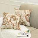 Mika Home Pack of 2 Decorative Throw Pillows Cases Cushion Cover for Sofa Couch Bed,Sunflower Pattern,20x20 Inches,Brown Cream