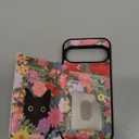 Shorogyt for Google Pixel 9/for Pixel 9 Pro Wallet Case With Card Holder - Flower Cat Design Kickstand for Magnetic Clasp Back Flip Folio Leather Phone Cases for Pixel 9/9 Pro Case for Women Girls Men