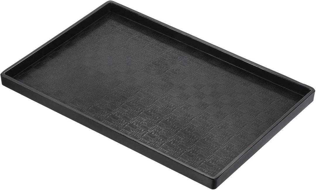 PATIKIL 12x8 Fast Food Tray, Plastic Reusable Multi-Purpose Rectangle Serving Tray Mosaic Texture for Restaurant Home Kitchen, Black