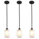 IHENGYANLT 3 Pack Pendant Light Kitchen Island Pendant Lighting, Hanging Light with Frosted Glass Shade, Black Modern Indoor Hanging Lamp