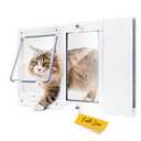 Cat Door for Window with Safety Window Lock, Adapt to Windows of Different Width, 5 Min Non-Destructive Installation Cat Window Door Insert, Aluminum Alloy Frame, 4 Locking Modes, for Cat Only