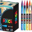 Posca Paint Markers, 1M Extra Fine Tips, Set of 15 Acrylic Art Pens for Coloring Fabric, Canvas, Glass, Rocks, Wood or Metal (1 Count (Pack of 21))