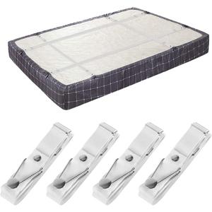 Bed Sheet Holder Straps- Adjustable Fitted Sheet Clips Bed Sheet Fastener Suspenders Elastic Gripper Holder Used for Bed Sheets,Mattress Covers, Sofa Cushion(Set of 4) (White)