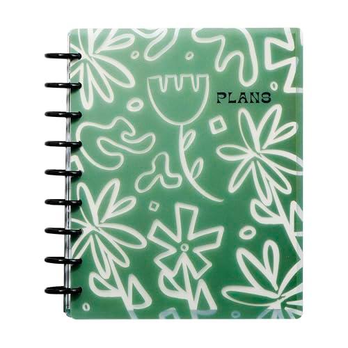 Happy Planner Sustainable Disc-Bound 12-Month Daily, Weekly, Monthly Planner, Jan.–Dec. 2025, Classic Size, Dashboard Layout, Flourishing Flowers, 72 Pages, 12 Dividers, 2 Sticker Sheets, 7" x 9.25"