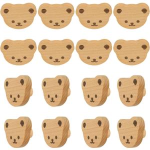MOROBOR 12PCS Bear Shaped Wooden Knobs Single Hole Beech Wood Handles Cupboard Cabinet Handle Knob for Chest of Drawers with Screws& Expansion Tube
