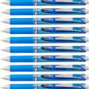Pentel EnerGel RTX Retractable Liquid Gel Pens, Fine Point, 0.5 mm, 54% Recycled, Assorted Barrel Colors, Blue Ink, Pack Of 12 Pens