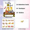 5 x Construction Valentines Day Cards Gifts for Kids School, 24 Pack Construction Truck Valentine Classroom Exchange Cards for Boys Girls