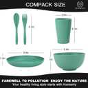 Wheat Straw Dinnerware Sets, Homienly 20pcs Unbreakable Microwave Dishwasher Safe Tableware Lightweight Bowls, Cups, Plates Set Reusable Dinner Plates Bowls set (Green)