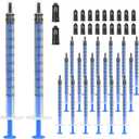 20 Pack 1ml Syringe with Cap for Liquid, 1cc Plastic Small Syringes with Cover for Pets Oral, Scientific Labs, Refilling, Oil or Glue Applicator, Measuring or Transfering Tiny Amount of Liquids, Non-Sterile, No Needle