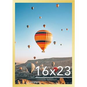 JCJMY 16x23 Picture Frame Gold for Poster Photo Picture, Horizontal and Vertical Formats for Wall Hanging, 16 x 23 Wall Gallery Poster Photo Frame for 16 by 23 Photos Posters, Gold