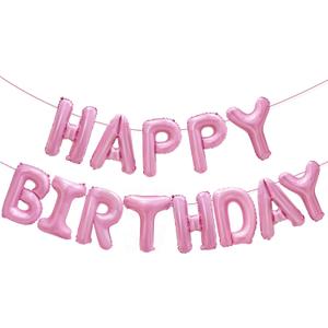Pink Happy Birthday Balloon Banner Decorations 16 inch for Women Girls Party Pink Happy Birthday Balloon Banner Decorations 16 inch for Women Girls Party