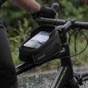 Lamicall Bike Frame Bag Waterproof - [1.6L Large Capacity] Bike Phone Bag, Bike Phone Holder Mount, Bicycle Front Bag, Cycling Pouch with Rain Cover, Bike Accessories for Phones Under 7"
