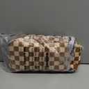 Makeup Bag Travel Cosmetics Pouch and Toiletry Bag, Nylon Zipper Pouch Purse, Cute Makeup Organizer Storage Tote for Women Girls, Travel Skincare Case, Small Makeup Case, Chocolate Sand Checkered