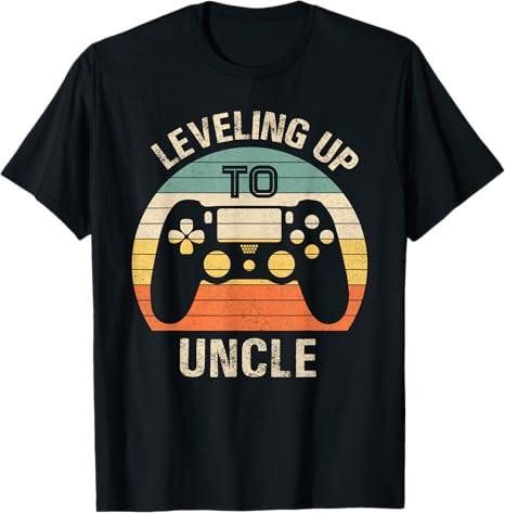 Leveling up to uncle 2025 funny video gamer vintage men T-Shirt L