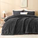 Andency Fleece King Comforter Set, 3 Pieces Dark Grey Comforter Set for King Size Bed, Soft Warm Fluffy Fuzzy Dark Gray Bedding Set for Winter (1 Comforter & 2 Pillowcases)