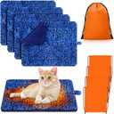 Riakrum 4 Pack Self Warming Cat Bed Mats Leopard Print Cat Dog Thermal Blanket Double Sided Self Heating Pet Pad with Storage Bags for Pet Winter Outdoor Indoor Supplies, Non Electric(Small)
