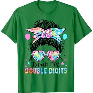 Bruh I'm Double Digits 10th Birthday 10 Year Old for Girl T-Shirt, Medium 