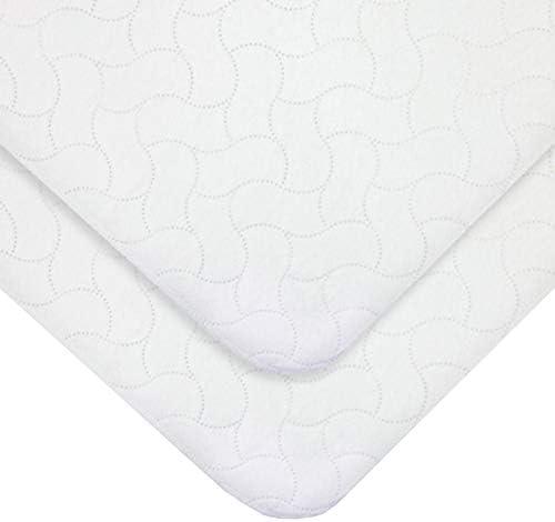 American Baby Company 2 Pack Waterproof Reusable Embossed Quilt-Like Flat Crib Protective Mattress Pad Cover for Babies, Adults and Pets, White