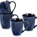 vicrays Coffee Mug Set, 12 Ounce, Set of 4, Ceramic Mug for Men, Women, Unique Glazed Mugs with Handle for Coffee, Tea, Milk, Cocoa, Cereal(blue)