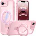 MOCCA for iPhone 17e Case & iPhone 16e Case with Magnetic Invisible Stand [Full Camera Protection][Compatible with Magsafe] Military Drop Shockproof Translucent Matte Phone Case Cover 6.1",Pink