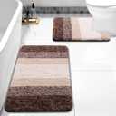 Arotive Bathroom Rugs Sets 2 Piece, Soft Absorbent Microfiber Bath Mats and U-Shaped Contour Toilet Rug, Non-Slip Machine Washable Dry Bath Mats for Bathroom, 24x16 and 24x20, Brown