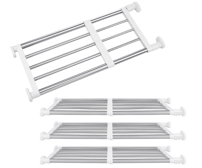 Geetery 4 Pcs Tension Shelf Rod Expandable Closet Storage, 23.62–39.37 Inch
Metal Adjustable Dividers for Cabinet Wardrobe, DIY Rack Separators, No Drilling, Solution for Dorm Closet Layered Storage
