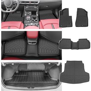 Trunk Mat with Floor Liners for 2021-2026 Kia K5(Only Fit FWD) / 2020-2026 Hyundai Sonata (Only Fit FWD & Gas) All Weather TPE Protector Cargo Liner Floor Mats Car Accessories