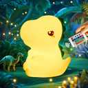 One Fire Dinosaurs Gifts for Kids, Remote 16 Colors Silicone Dinosaur Toys for Boys Gifts, Dimmable Night Light Lamp, Portable Rechargeable Night Light, Christmas Gifts for Boys ToysSmall Size