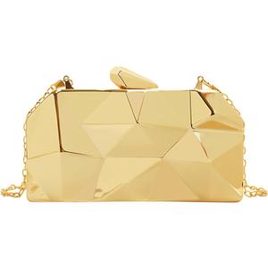 Reberomantic Women Lattice Pattern Metal Handbag Chain Geometric Evening Clutch Purse