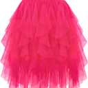 Kingfancy Tulle Skirts for Women Short Fairy Skirt Tutu A-Line Mesh Layered Halloween Skirts (Hot Pink)