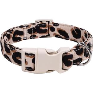 Leopard Dog Collars for Small Dogs, Durable Adjustable Cute Puppy Dog Collar for Girl Boy Male Female Dog, S