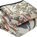 Boho Throw Blanket for Bed 100% Cotton Ultra Soft Rustic Quilt Floral Farmhouse Decor Bed Spring Blanket,80"x90" All Season Rustic Throw for Sofa Couch Chair