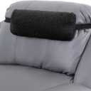 HOMBYS Sherpa Fleece Lumbar Support Pillow with Headrest for Recliner,Memory Foam Chair Cushion for Back Pain,Big High Back Support for Recliner with Chair Headrest for Elderly (Black)