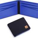 Lanyani Minimalist Fabric Wallet Bifold RFID Blocking (Black and Blue)