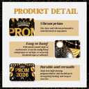 Prom 2026 Backdrop - Crown Graduation Prom Night Party Decorations, Graduation Backdrop for Photography Congratulate Congrats Grad Banner Black and Gold Proms Send Off 2026 Party Decorations 7x5ft