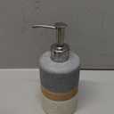 Ceramic Soap Dispenser Set for Hand Soap, Shampoo, Dish Soap, Conditioner, Bathroom & Kitchen, Stainless Steel Pump, Includes Silicone Funnel, 12 Oz, Non-Slip, Elegant Kitchen Decor, Gray