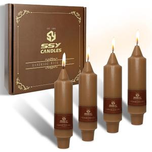 Summer Taper Candle Brown Candlesticks,Gedengni 5 inches Small Tapered Candles Short Candle Sticks Dripless Wax Candlestick for Home Dinner Wedding Party Women Gifts,7D-Brown