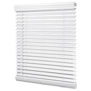 LazBlinds 2-inch Cordless Faux Wood Blinds with Royal Valance, Room Darkening Horizontal Window Blinds, Inside Mount Blinds for Windows - Fit for Window 23'' W x 36'' H - White